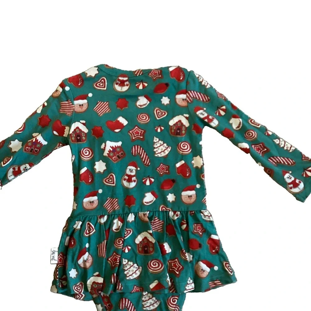 NWT Lori and Val Bamboo Cookie Soiree Holiday Bodysuit Dress 3-6 Months